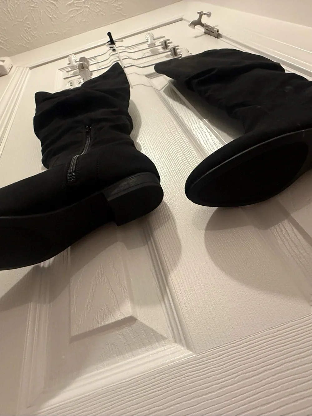 Tall Slouch Black Women's Knee-High Boots - Sleek Suede-Look Design 8